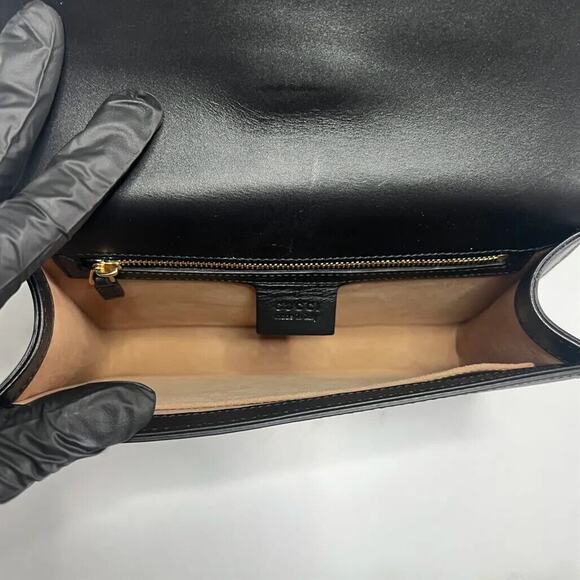 $1490 Gucci Sylvie Black Leather Web Logo Belt Bag / Clutch 476811 - Picture 4 of 7